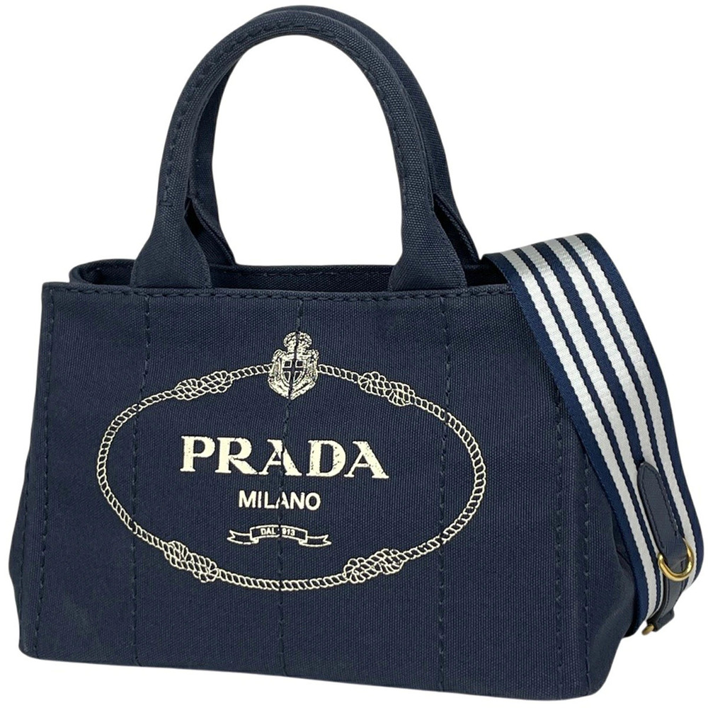 Prada Canapa Tote Canvas Navy Blue